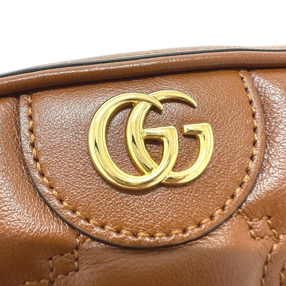 Gucci GG Matelasse Double Crossbody Shoulder Bag Brown Leather - Picture 7 of 15